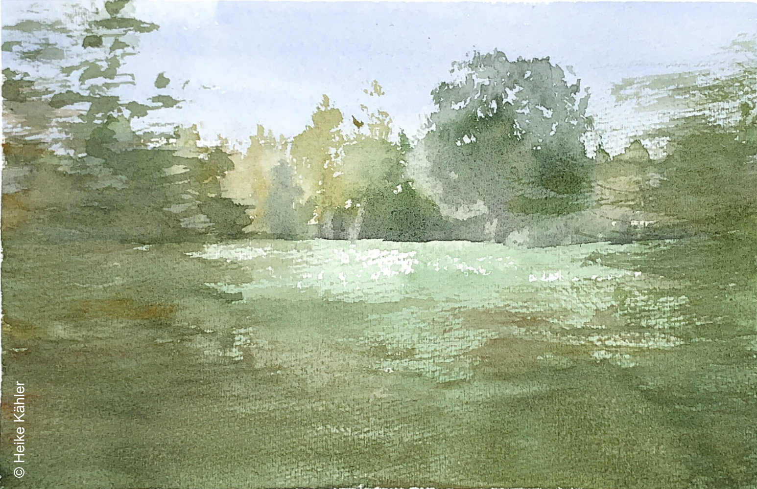Vorbeigefahren - A 23 bei Tornesch , Oktober 2023, Motivgröße 13,5 cm x 21 cm, Aquarell, Heike Kähler